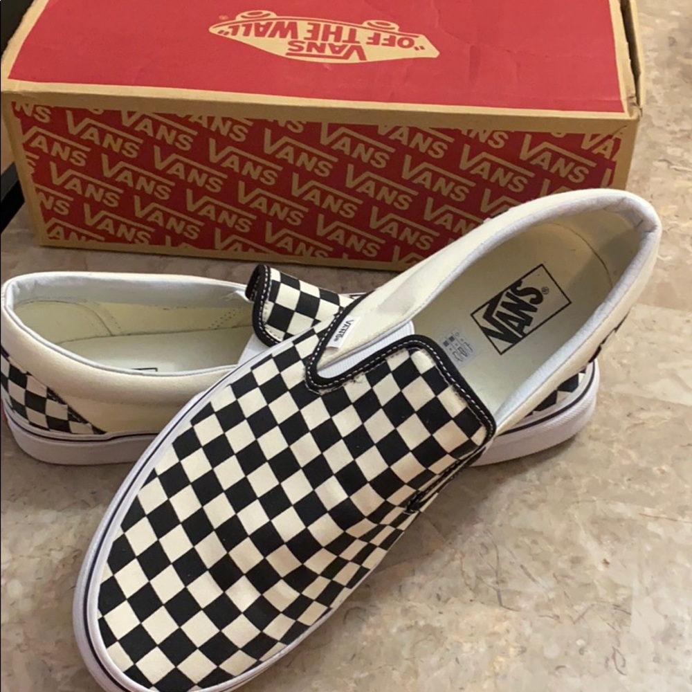 Checkered Vans worn once